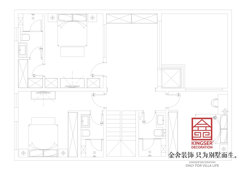 正定開(kāi)元府260平別墅裝修戶型一層平面布置圖