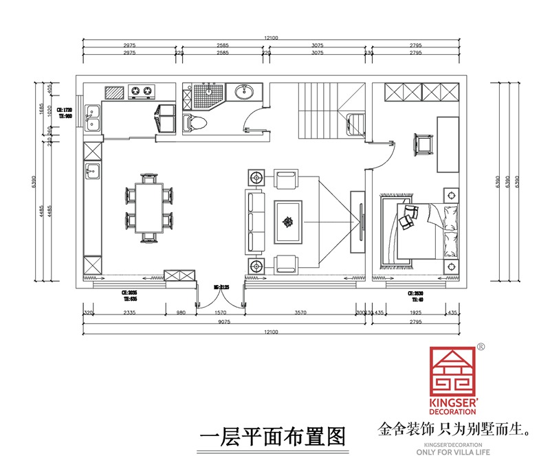 龍湖天宸原著獨棟別墅一層平面布置圖